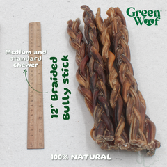Green Woof Braided Beef Collagen Chews 5" – Long Lasting Dog Chew