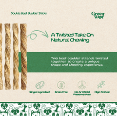 Green Woof Double Beef Bladder Sticks for Dogs (6") – Natural High Protein Chew