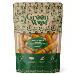 Green Woof Beef Cheek Rolls for Dogs (3-4") – Peanut Butter Coated