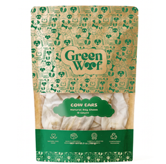 Green Woof Whole Cow Ears for Dogs — 10 Units / Natural front