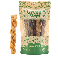 Green Woof Braided Beef Collagen Chews 5" – Long Lasting Dog Chew