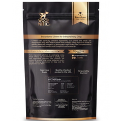 Woof Nific Beef Cheek Rolls for Dogs (3-4") – Peanut Butter Coated — packaging back