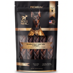 Woof Nific Braided Beef Hide with Collagen Dog Chew — 6" / 5 Pack