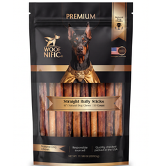 Woof Nific Straight Bully Sticks for Dogs – 100% Natural Beef Chew — 6" / 10 Pack