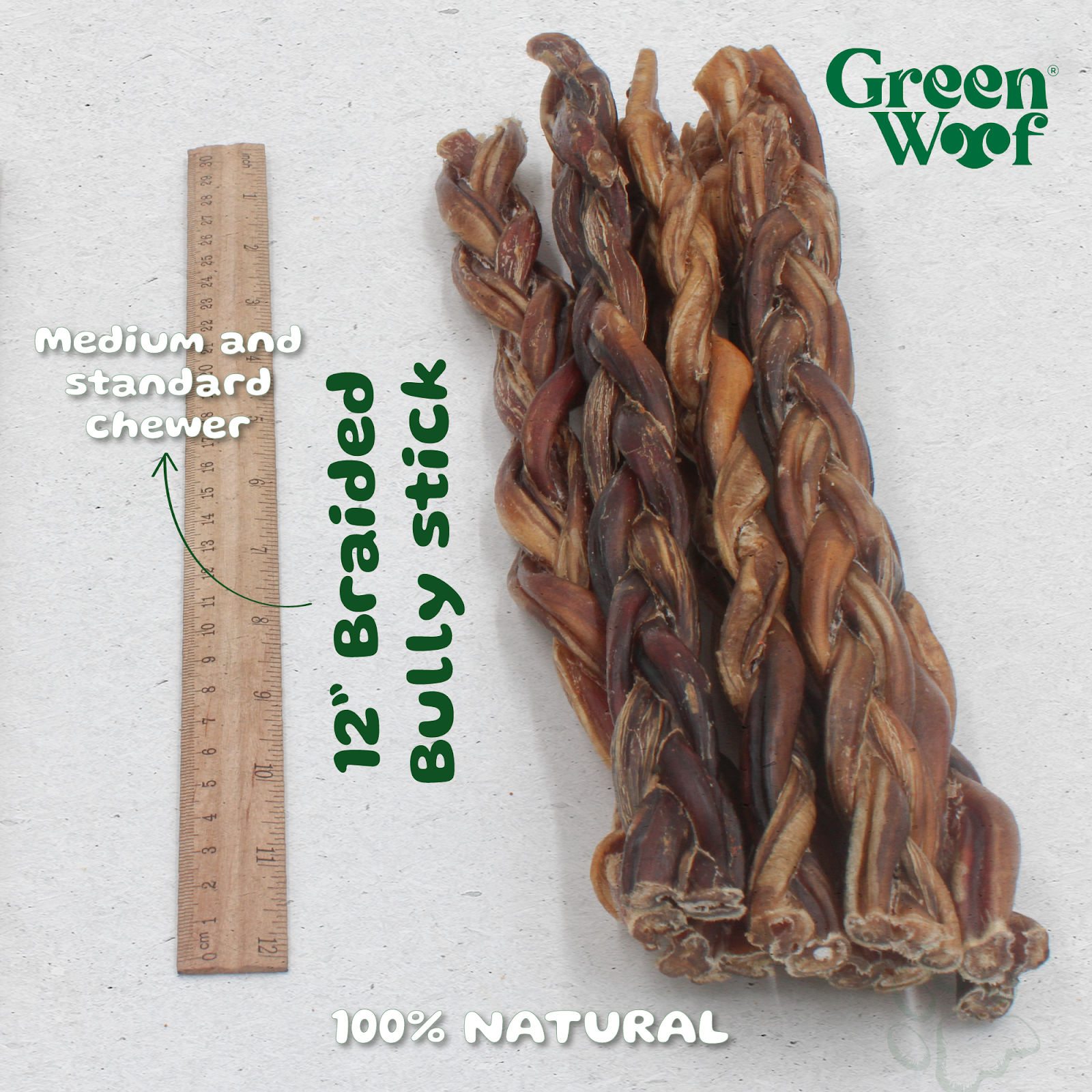 Braided Beef Bully Sticks Natural Dog Chew