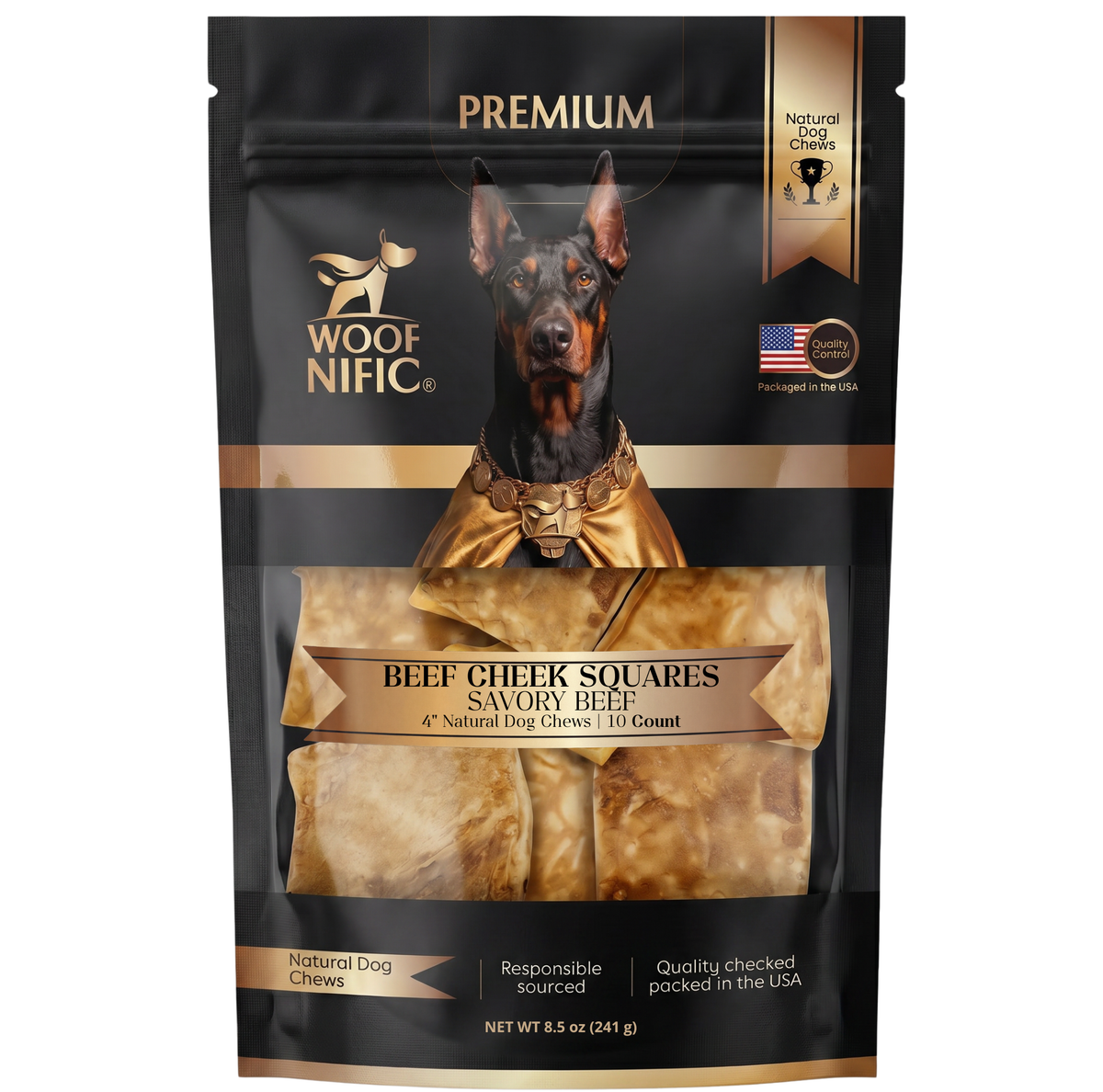 Woof Nific Premium Beef Cheek Squares 4x4