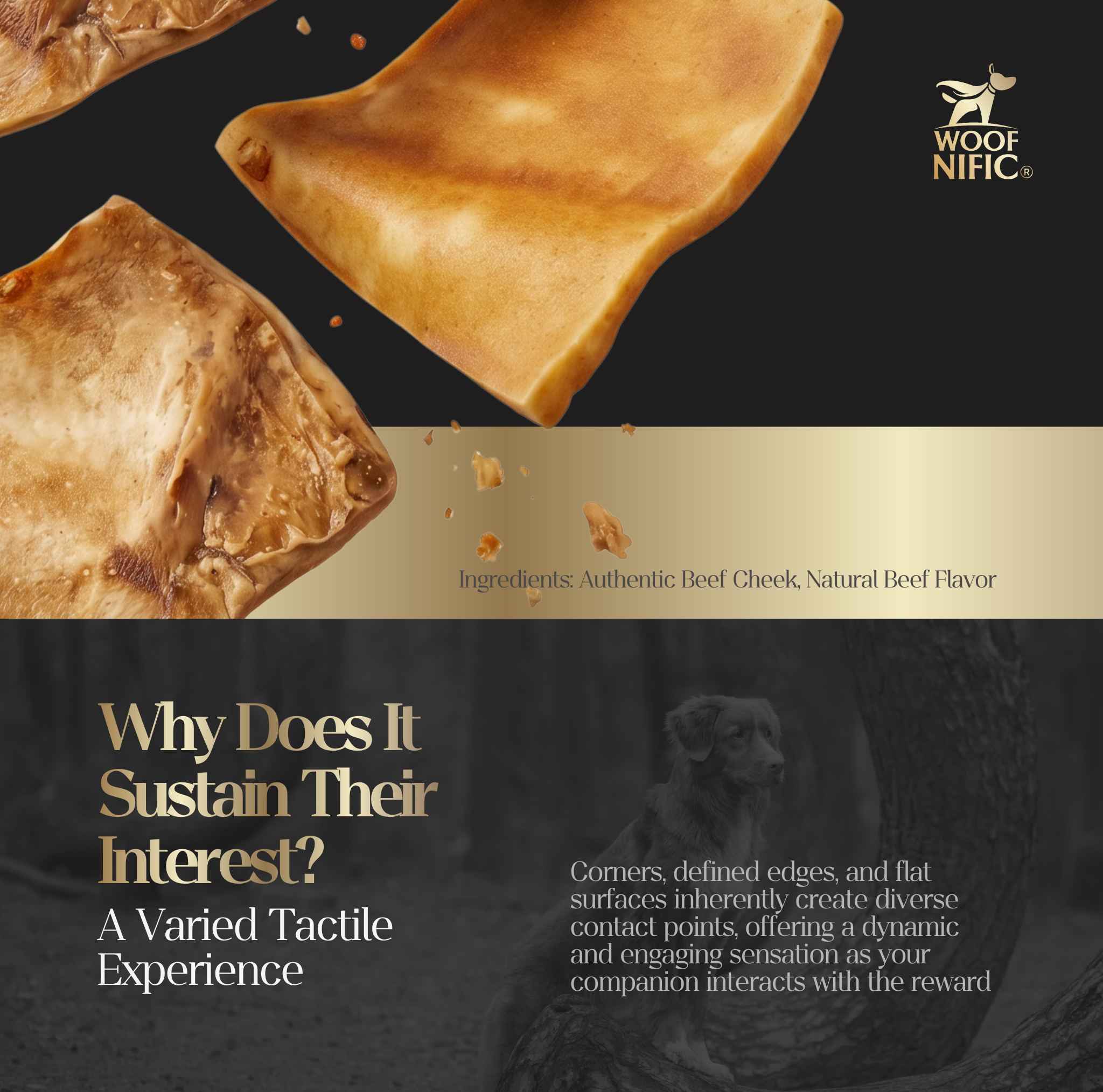 Woof Nific Premium Beef Cheek Squares 4x4