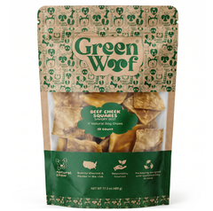 Green Woof Beef Cheek Squares – Savory Beef Flavor (4x4)