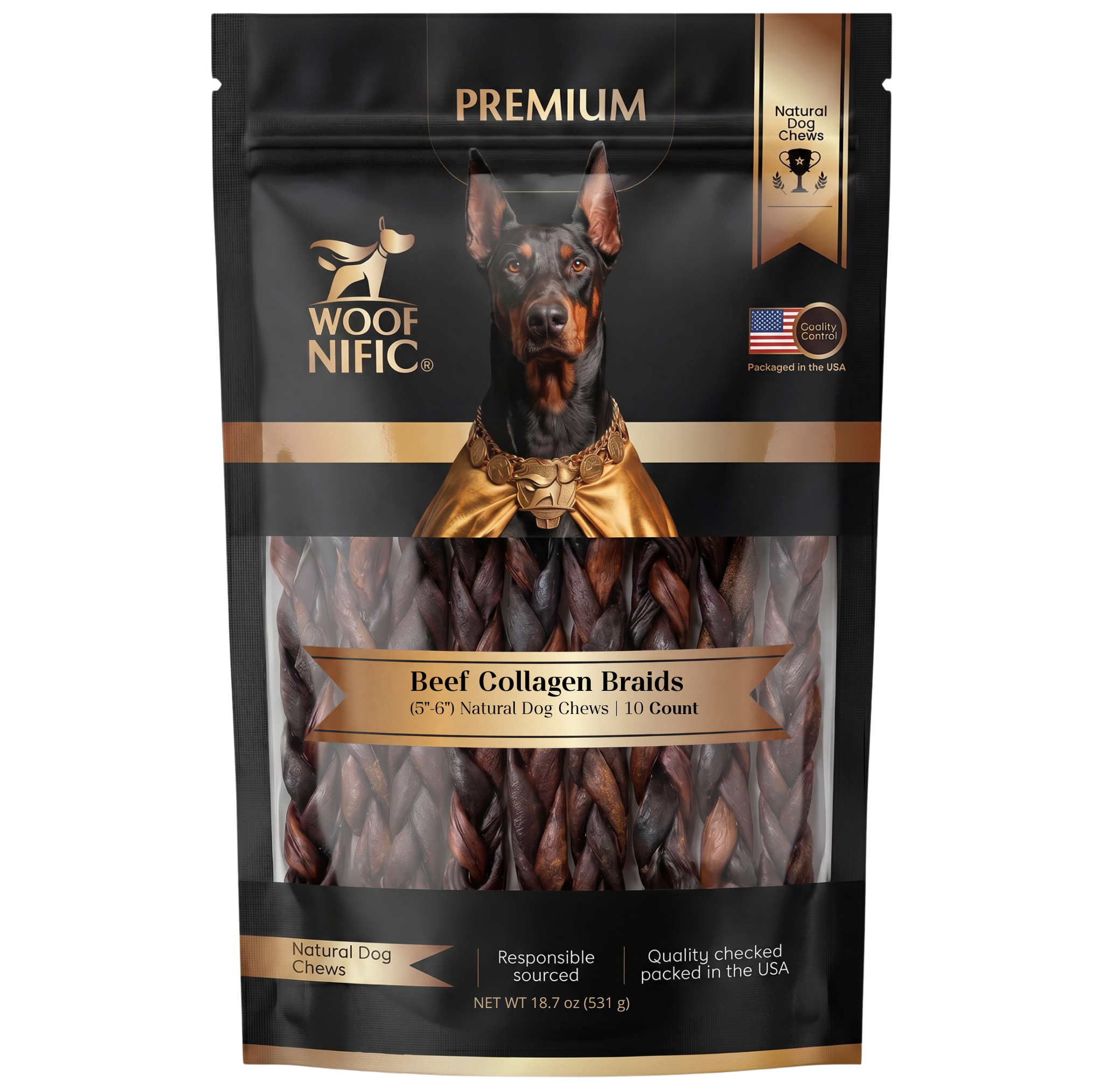Woof Nific Braided Beef Collagen Chews