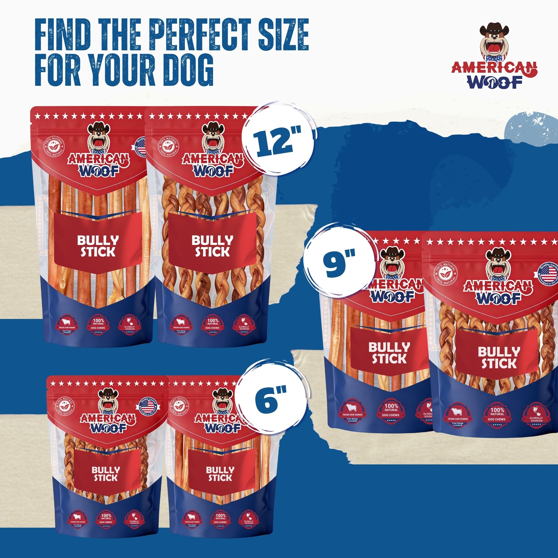 Natural Beef Bully Stick Dog Chew – High Protein Dental Treat