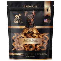 Woof Nific Reserve Beef Hide Spirals (6")