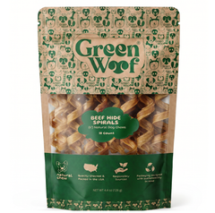 Green Woof Natural Beef Hide Spirals for Dogs (6") – Long Lasting Rawhide Alternative
