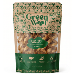 Green Woof Natural Beef Hide Spirals for Dogs (6") – Long Lasting Rawhide Alternative