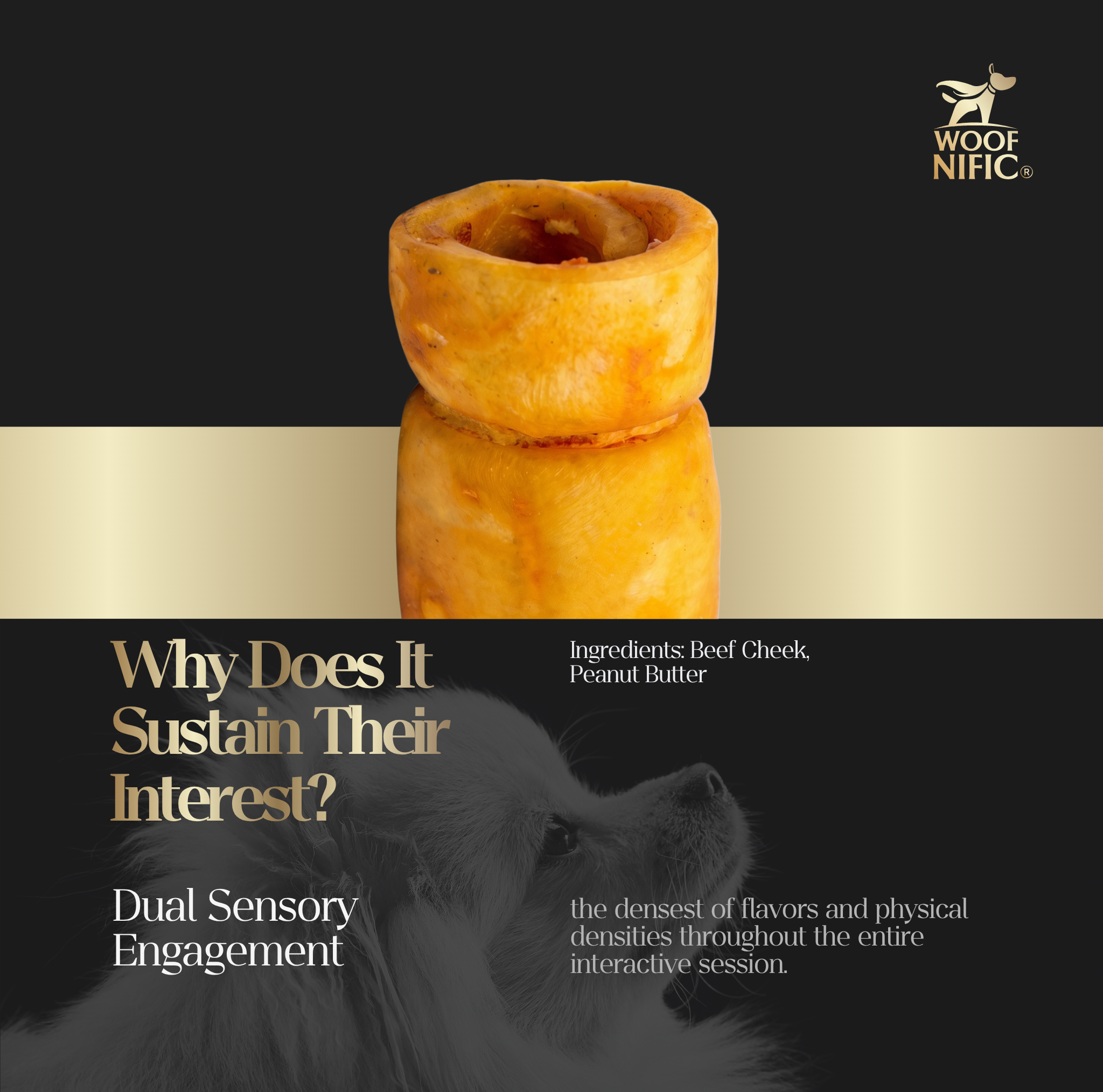 Woof Nific Beef Cheek Rolls for Dogs (3-4") – Peanut Butter Coated