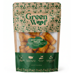 Green Woof Beef Cheek Rolls for Dogs (3-4") – Peanut Butter Coated