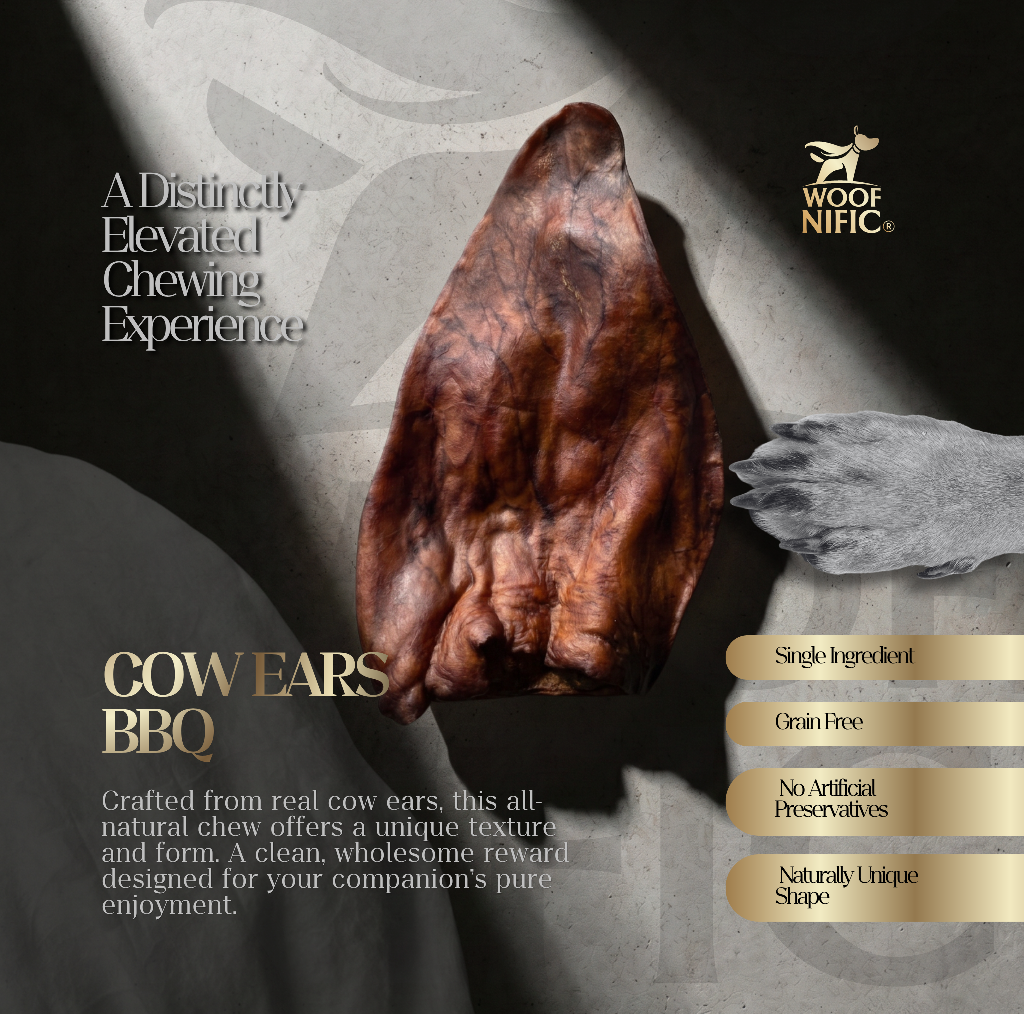 Woof Nific Premium BBQ Cow Ears