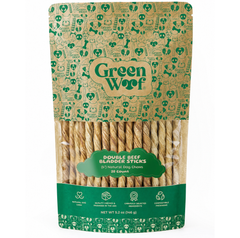 Green Woof Beef Bladder Sticks for Dogs (6") — 20 Units front